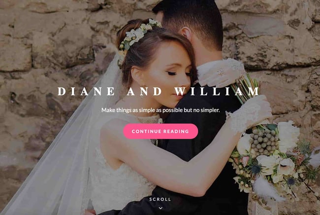 wedding theme WordPress catch shows couple embracing