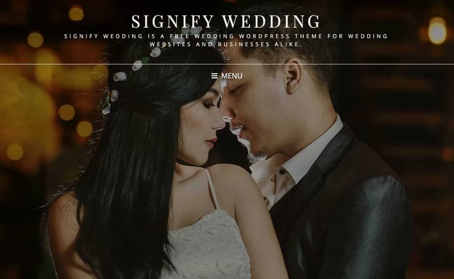 wedding theme wordpress signify homepage shows couple dancing together 