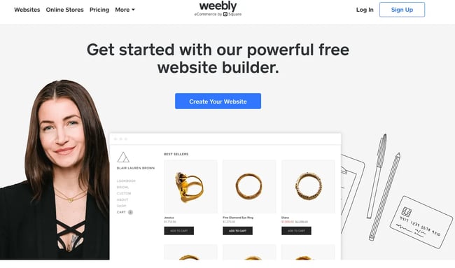 register a domain: weebly is shown as an option