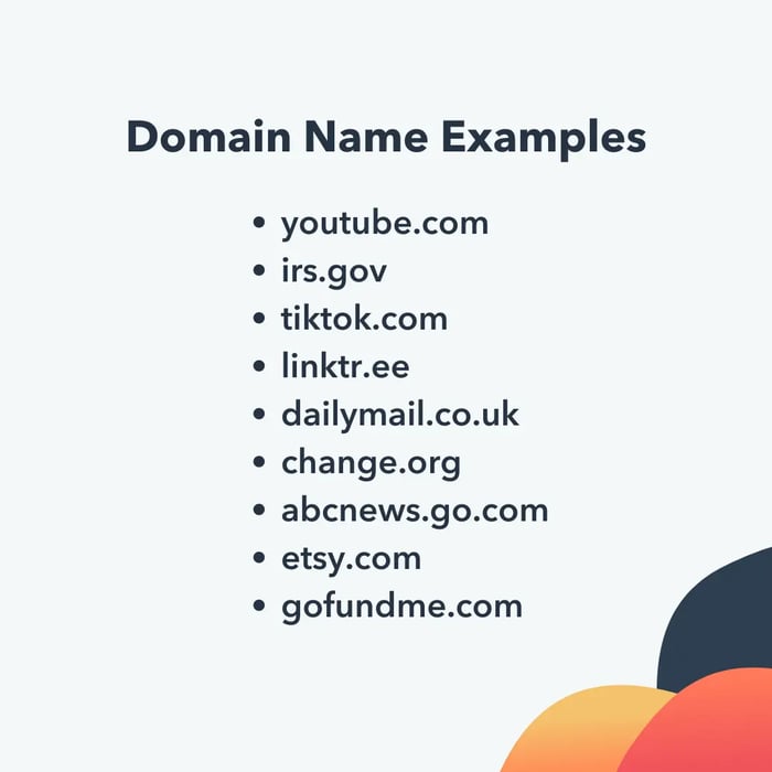 Domain Name Examples including youtube.com and irs.gov