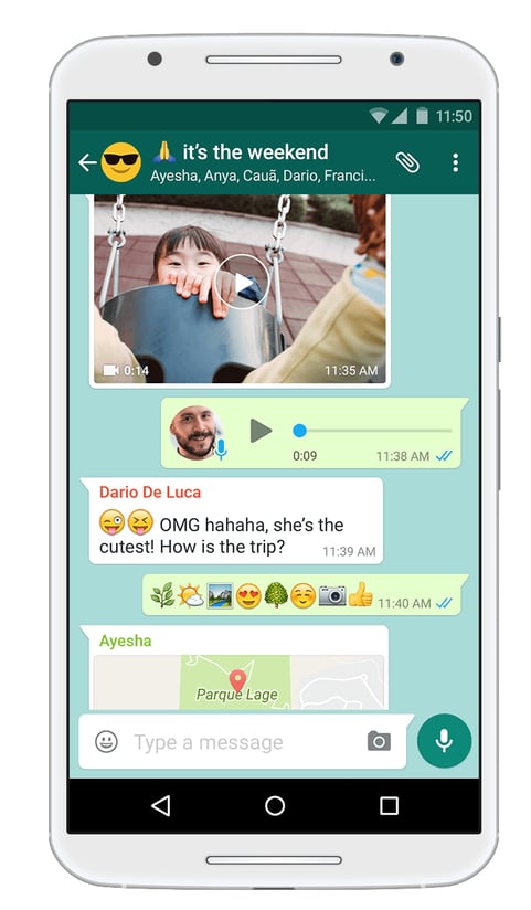 example of a standard wechat group chat text messaging thread