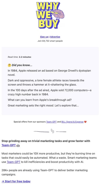 best email newsletter examples, Why We Buy