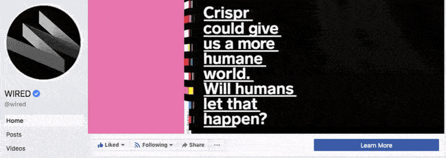 Wired Facebook cover video with the magazine zooming out into a pink background