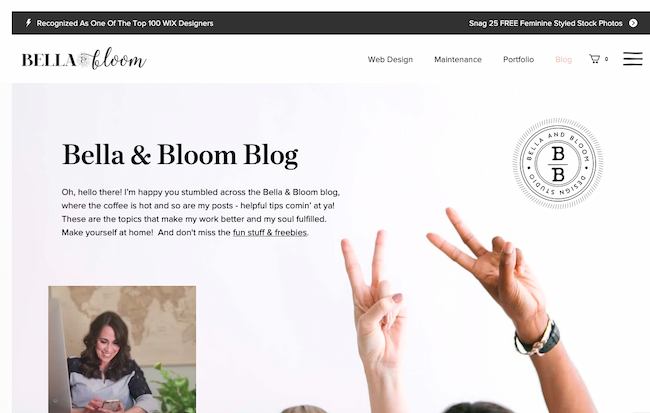 Best blogging platform example: Wix and Bella & Bloom