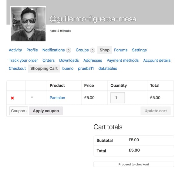 example of a member profile page made with woobuddy wordpress plugin