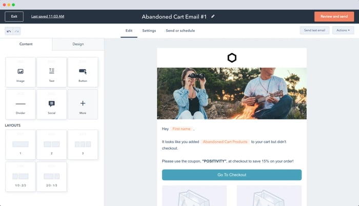 HubSpot for WooCommerce abandoned card email