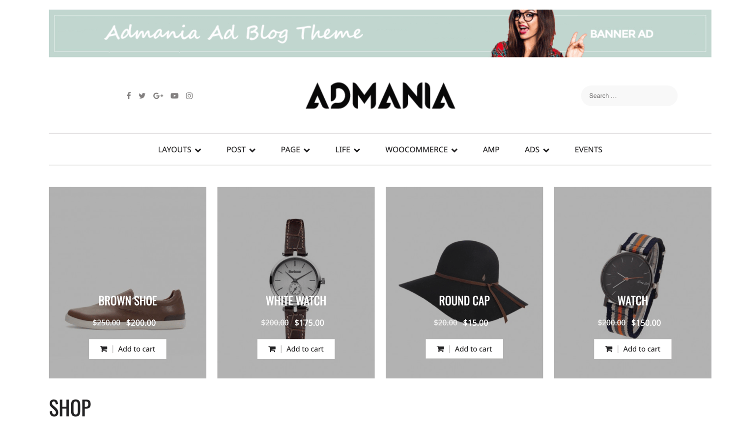 WooCommerce store in Admania theme increase ads revenue
