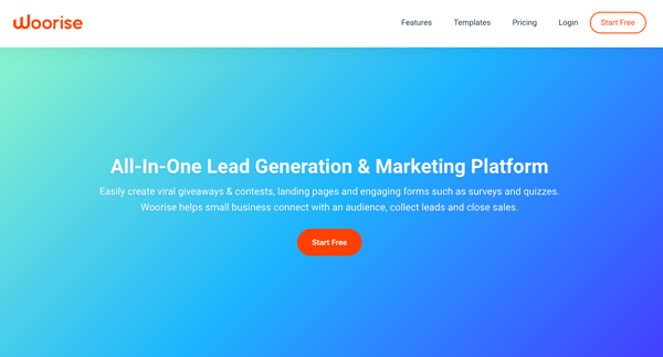 woorise landing page free online form builder