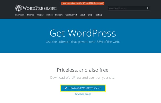 picture of WordPress download page
