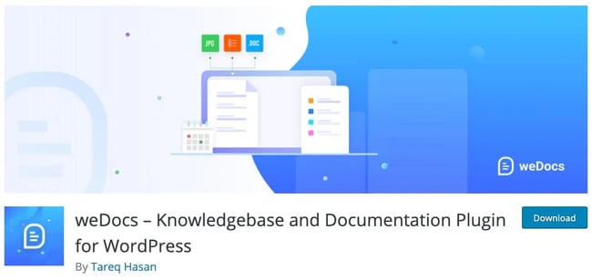 product page for the wordpress knowledge base plugin wedocs