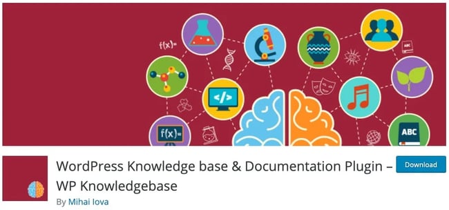 product page for the wordpress knowledge base plugin wp knowledgebase