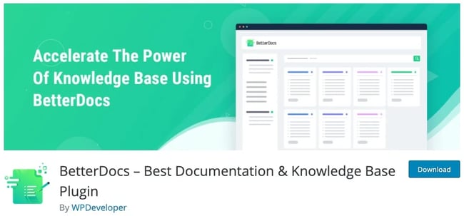 product page for the wordpress knowledge base plugin betterdocs