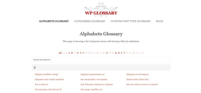 product page for the wordpress knowledge base plugin wp glossary