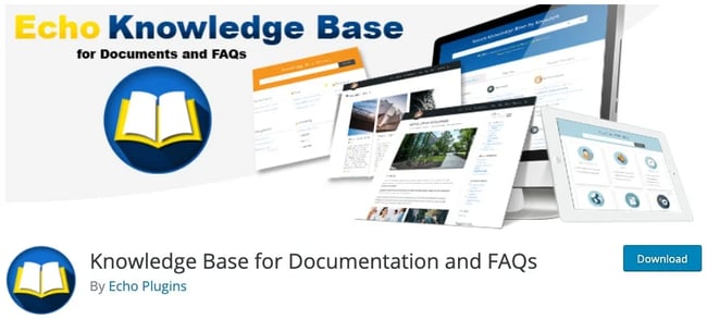 product page for the wordpress knowledge base plugin echo knowledge base