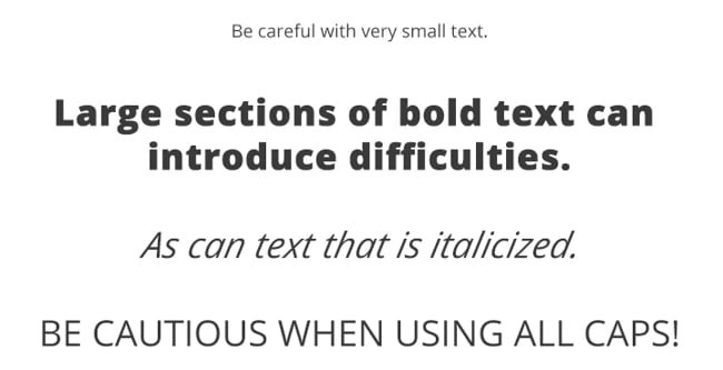 Four sentences with different styling have accessibility issues