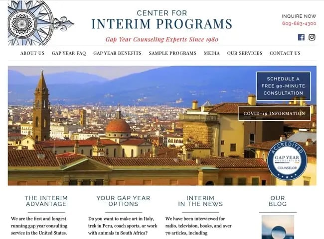 The Interim website build on the WordPress alternative Blogger