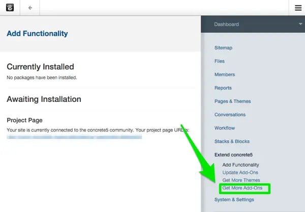 installing add-ons from concrete5 marketplace directly in concrete5 dashboard