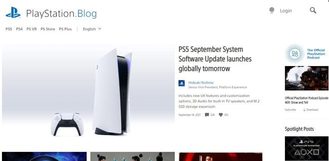 WordPress blog examples: PlayStation