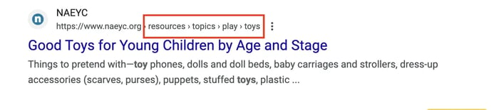 breadcrumbs example toys