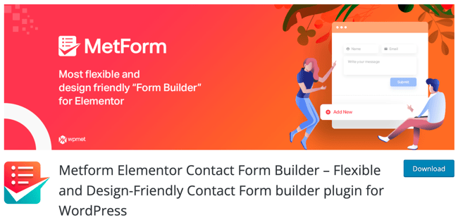 free download page for the wordpress contact form plugin metform