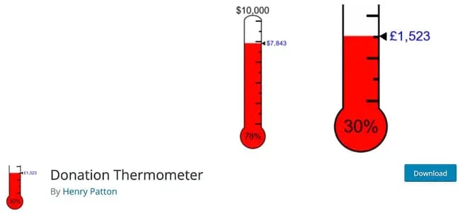 download page for the wordpress donation plugin donation thermometer