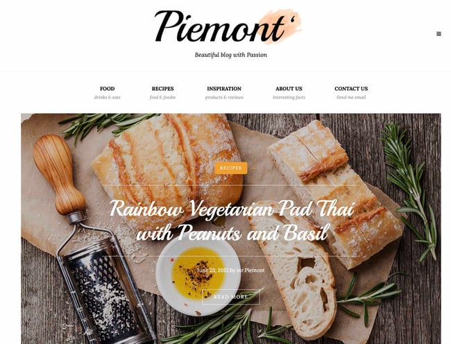 best wordpress food blog themes, Piemont