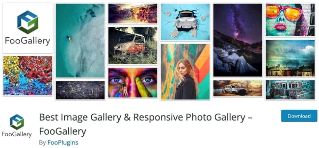 product page for the wordpress gallery plugin foogallery