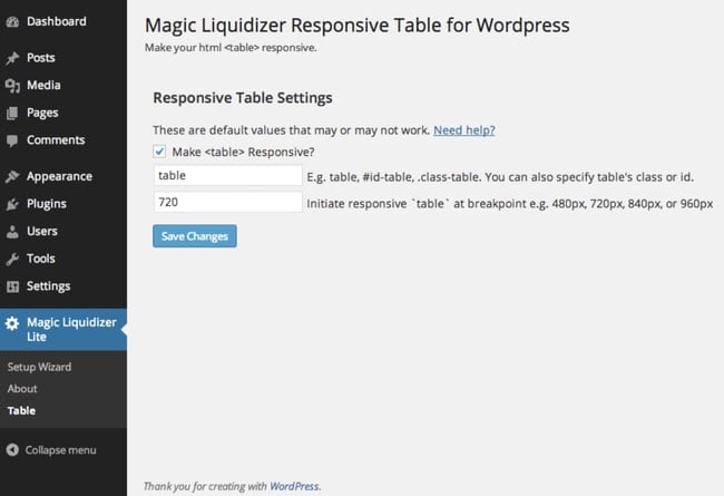 WordPress 响应式表格插件：Magic Liquidizer Responsive Table