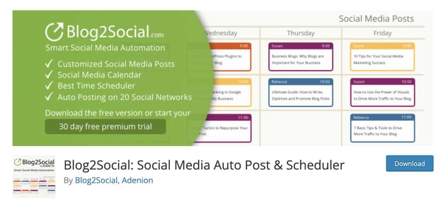 WordPress social sharing plugins: Blog2Social