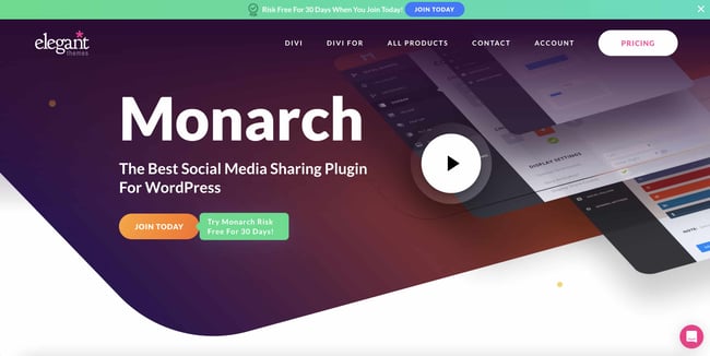 WordPress social sharing plugins: Monarch