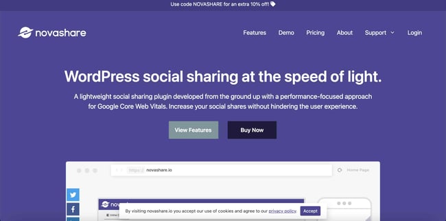 WordPress social sharing plugins: Novashare