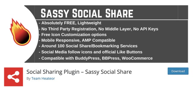 WordPress social sharing plugins: Sassy social share 