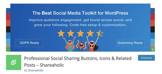 WordPress social media sharing plugins: Shareaholic
