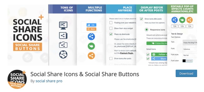 WordPress social sharing plugins: Social Share Icons
