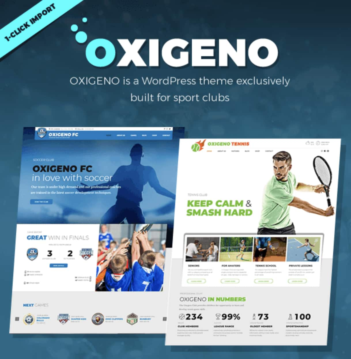 WordPress sports theme Oxigeno demo. 