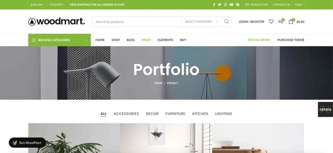 woodmart best wordpress themes home page example 