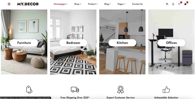 mydecor home page best wordpress themes example 