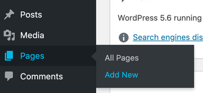 the dashboard menu on a wordpress website