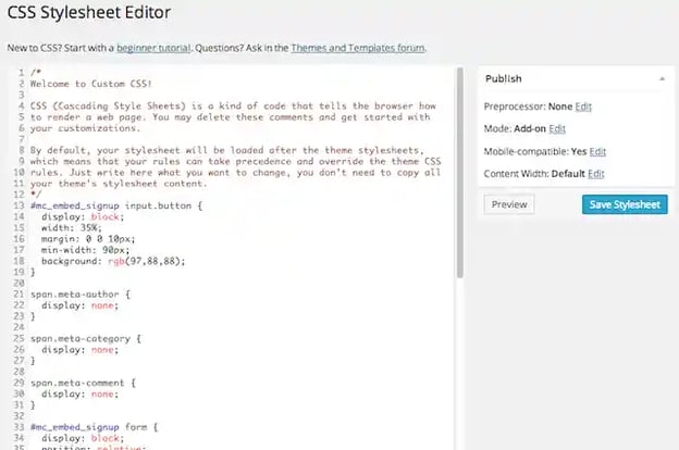 CSS stylesheet editor