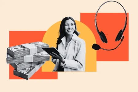 woman working in sales with a headset