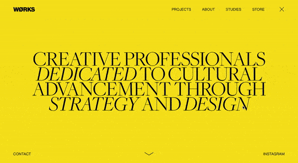 A subtle parallax scrolling effect is used in the Work.Studio website