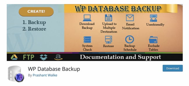 wp database backup wordpress backup plugin