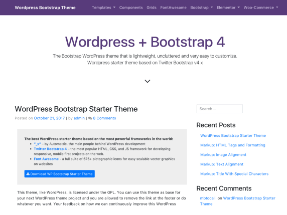 WordPress Starter Themes: WordPress Bootstrap Starter