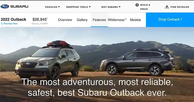 value proposition examples: Subaru 