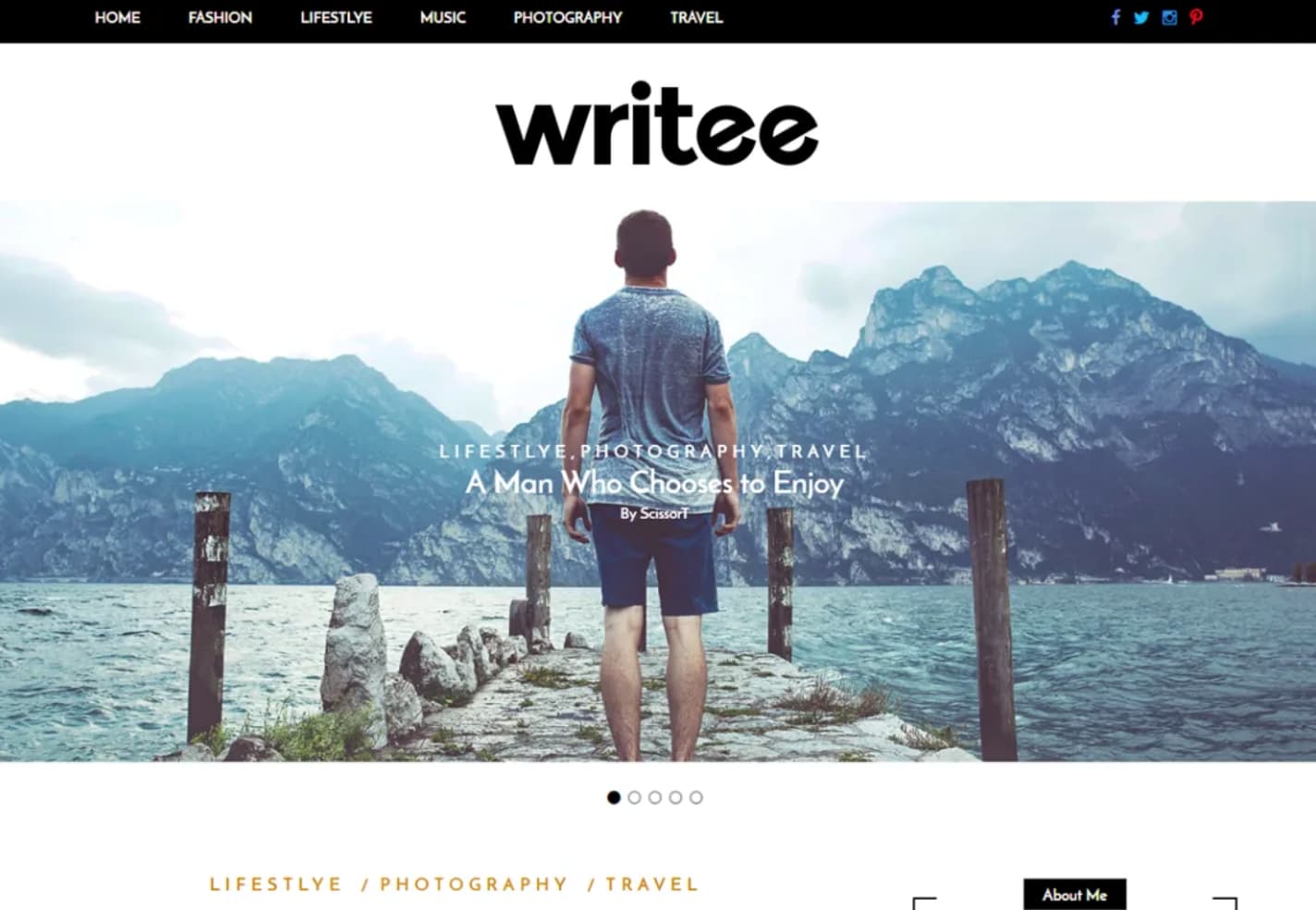 product page for the modern wordpress theme Writee