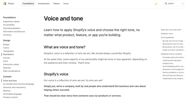writing style guide examples: shopify
