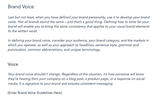 how to create a writing style guide: hubspot template