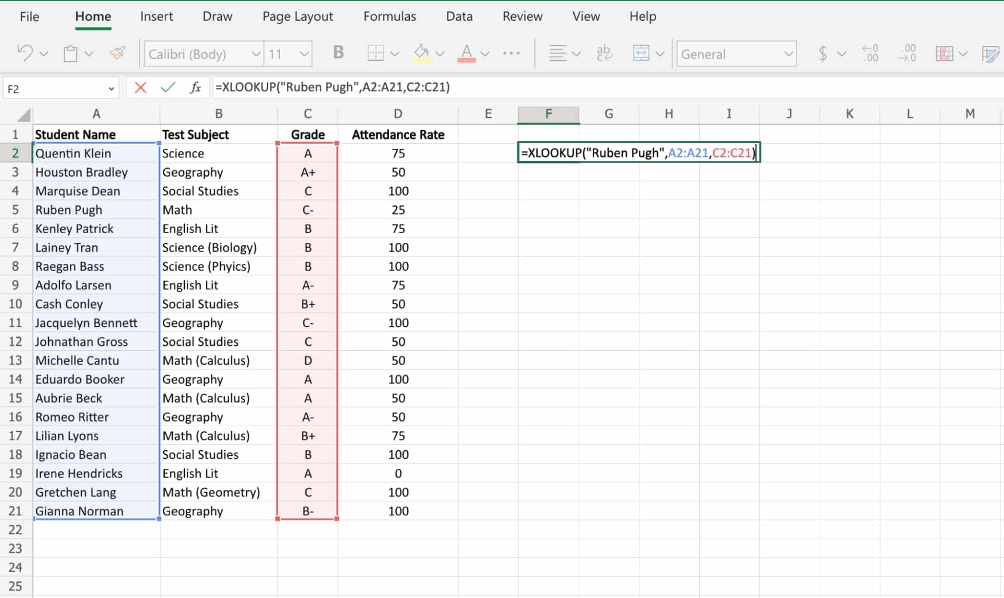 xlookup example, Excel