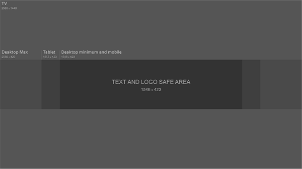 Template showing the dimensions YouTube banners should adhere to