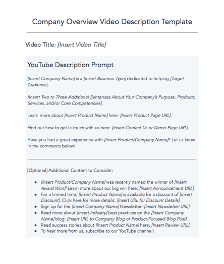 free youtube description template